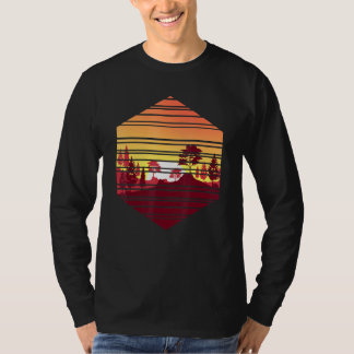 Retro Wildlife Outdoor Forest Trees Sunset Wild Na T-Shirt
