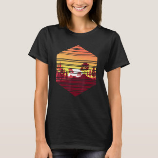 Retro Wildlife Outdoor Forest Trees Sunset Wild Na T-Shirt