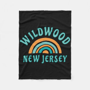 Retro Wildwood New Jersey Regenbogen Nj Ozean Stra Fleecedecke