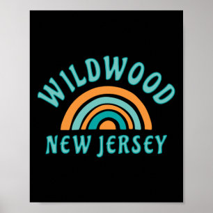 Retro Wildwood New Jersey Regenbogen Nj Ozean Stra Poster