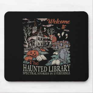 Retro Willkommen im Spuk Bibliothekbuch Liebhaber Mousepad