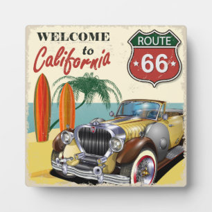 Retro-"Willkommen in Kalifornien"-Route-66-Plakat, Fotoplatte
