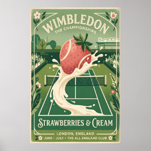 Retro-Wimbledon-Plakat, Tennisplatz und Poster