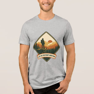 Retro-Windturbinen-Berg-T-Shirt - 70er Natur Tri-Blend Shirt