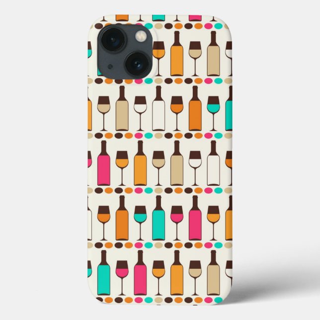 Retro wine bottles and glasses Case-Mate iPhone hülle (Rückseite)