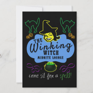 Retro Winking Hexenkopf Halloween-Grußkarte Dankeskarte