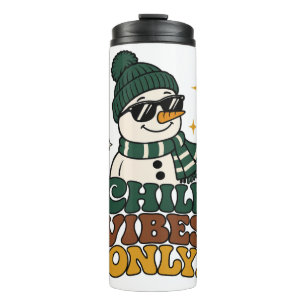 Retro-Winter-Schneemann Chill Vibes Thermobecher Thermosbecher