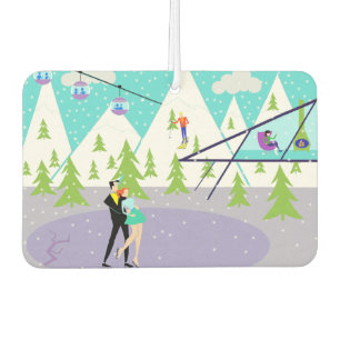 Retro Winter Ski Resort Air Freshener Autolufterfrischer