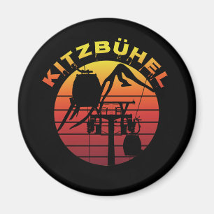 Retro Winter Ski Tirol Kitzbühel Sunset Magnet