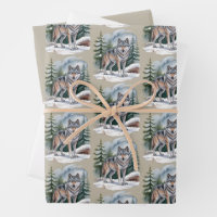 Retro-Winter-Wolf-Aquarell 90er-Wildnis Natur