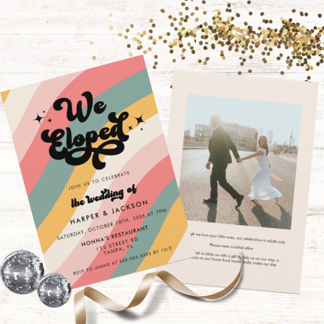 Retro Wir haben Foto gefärbt Hochzeit Einladung (Von Creator hochgeladen)