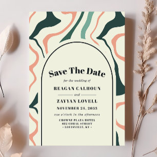 Retro Wirbel Bogen Mintgrün Rosa Termin merken Einladung