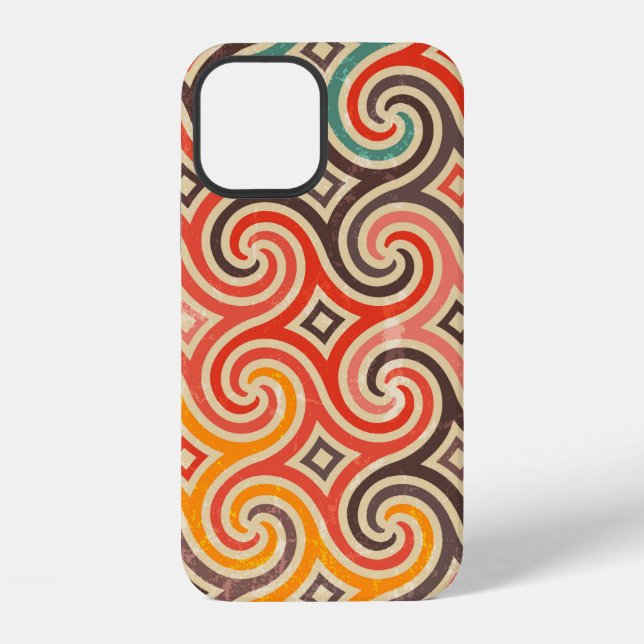 Retro-Wirbel-Illustrationsmuster iPhone 12 Hülle (Rückseite)