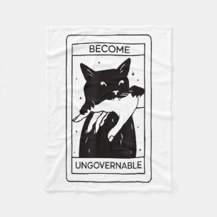 Retro wird unregierbar schwarze Katze beißen Hand  Fleecedecke