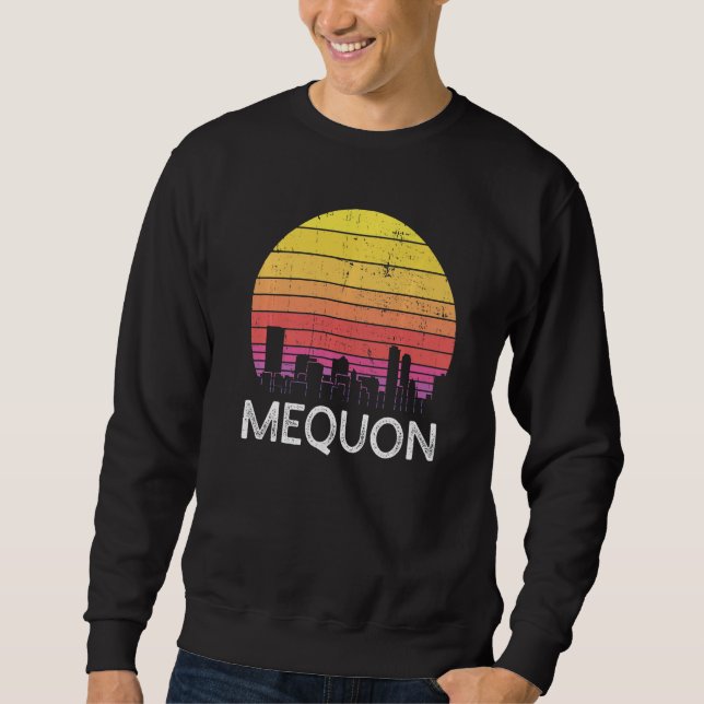 Retro Wisconsin Mequon Skyline Vintage Urban Build Sweatshirt (Vorderseite)