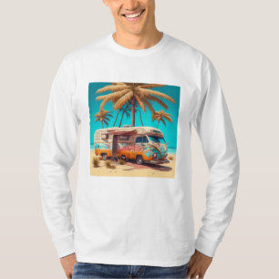 Retro-Wohnmobil und Palmen T-Shirt