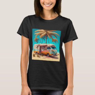 Retro-Wohnmobil und Palmen T-Shirt