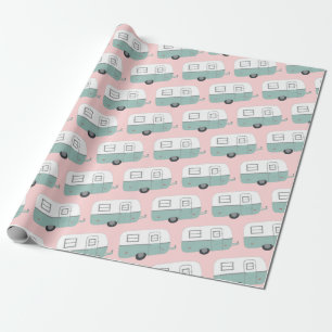 Retro Wohnwagenanhängerminzen-Rosa-Packpapier Geschenkpapier