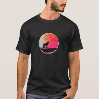 Retro Wolf Howling Moon T-Shirt