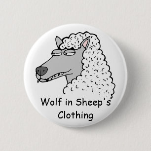 Retro Wolf im Schafspelz Button