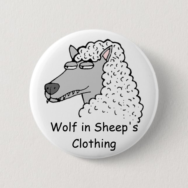 Retro Wolf in Schafsbekleidung Button (Vorderseite)