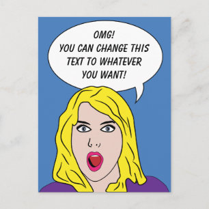 RETRO WOMAN avec VOTRE TEXTE carte postale personn