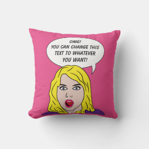 RETRO WOMAN avec VOTRE TEXTE oreillers de lancer p