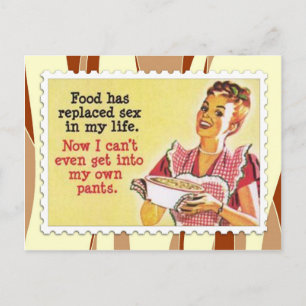 Retro woman cooking Postcard Postkarte
