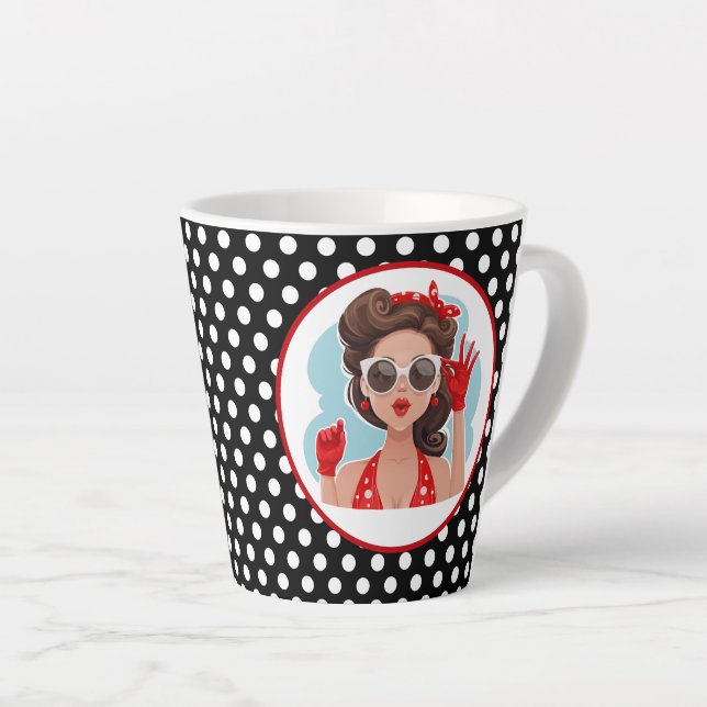 Retro Woman Latte Tasse (Rechte Ecke)