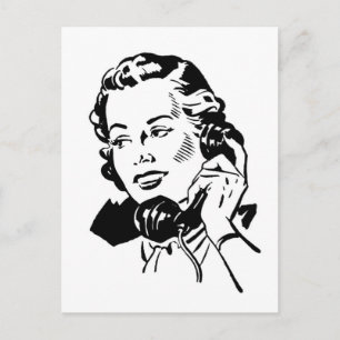 Retro Woman on Phone Postcard Postkarte