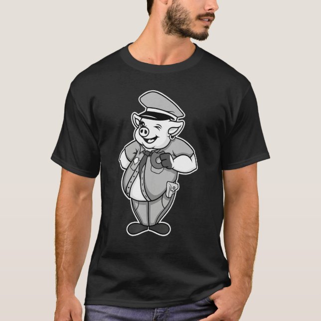 Retro Women Mens Pig Cop, Farm Animal Lover, I Lov T-Shirt (Vorderseite)