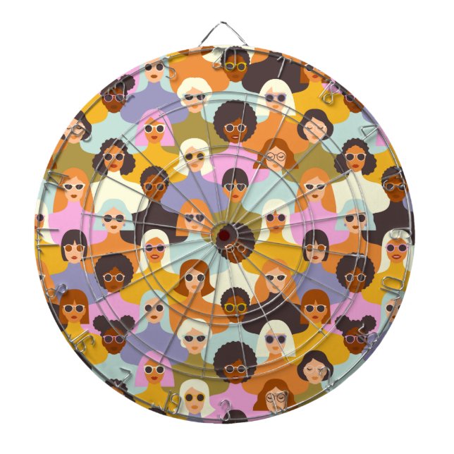 Retro Women of the World Pattern Dartscheibe (vorne)