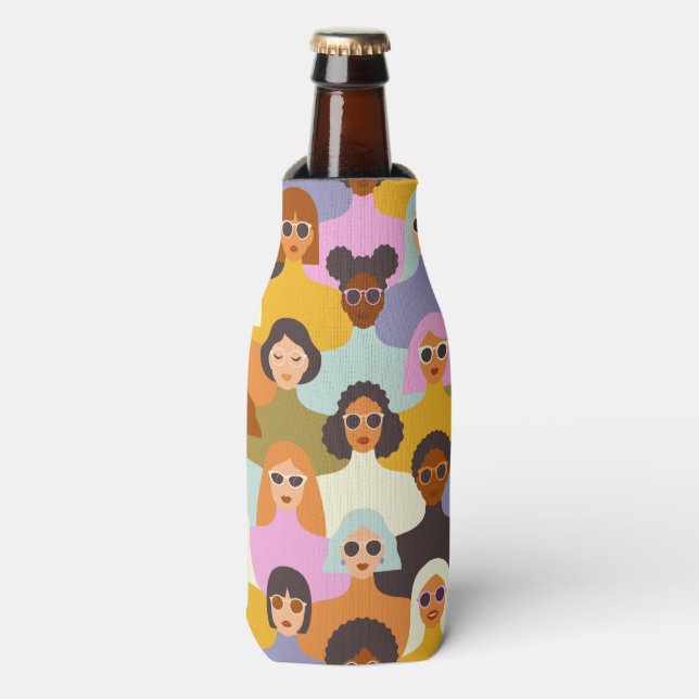 Retro Women of the World Pattern Flaschenkühler (Flaschenvorderseite)