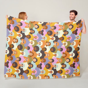 Retro Women of the World Pattern Fleecedecke