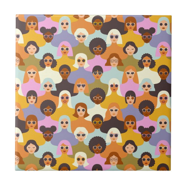 Retro Women of the World Pattern Fliese (Vorderseite)