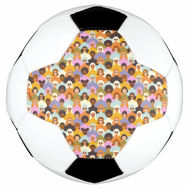 Retro Women of the World Pattern Fußball (Vorderseite)