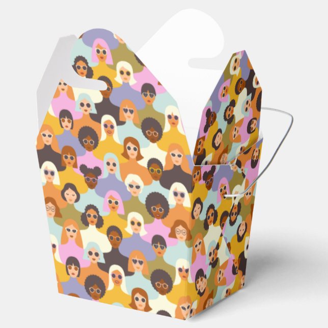 Retro Women of the World Pattern Geschenkschachtel (Geöffnet)