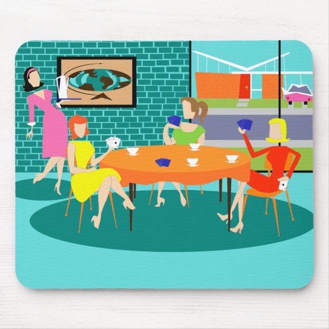 Retro Women's Weekly Card Game Mousepad (Vorne)