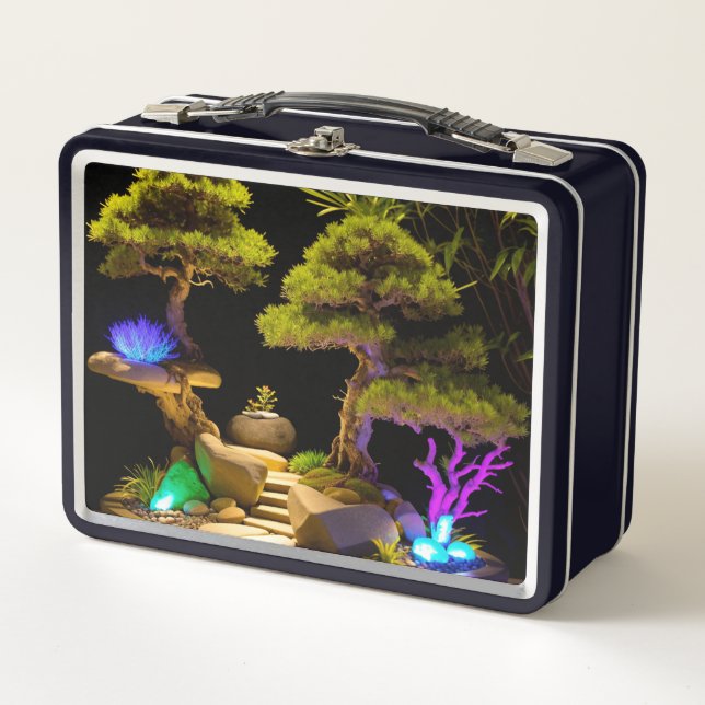 Retro Woodland Lunch Tasche Metall Brotdose (Vorderseite)