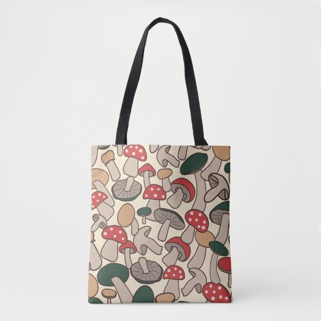 Retro Woodland Mushroom Pattern Tasche (Vorderseite)