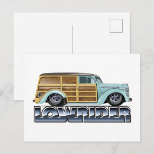 Retro Woody Lowrider Postkarte