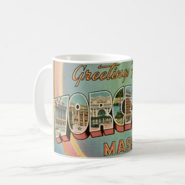 Retro Worcester MA Greeting Tasse (Vorderseite Links)