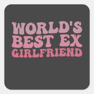 Retro World's Best Ex Girlfriend Groovy Quadratischer Aufkleber