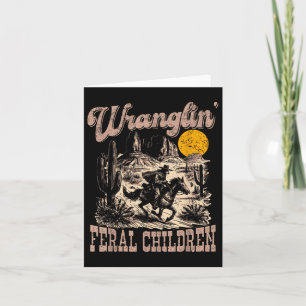 Retro Wranglin Feral Children Raccoon 90er Western Karte