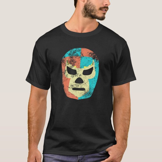 Retro Wrestling Mask Mexican Lucha Libre Luchador T-Shirt (Vorderseite)
