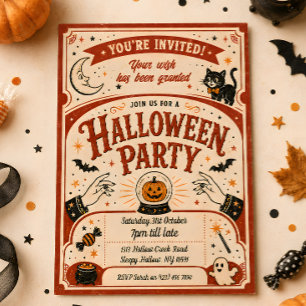 Retro-Wunsch-Gewährt-Halloween-Party-Einladung Einladung