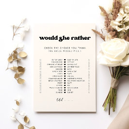 Retro würde sie eher Brautparty Game Card Einladung