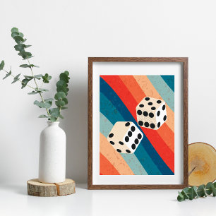 Retro-Würfel-Wandkunst Trendy Drucke Feeling Lucky Acryl Wandkunst