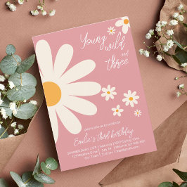 Retro-Wüste Disi 3. Geburtstag Party staubig pink Einladung