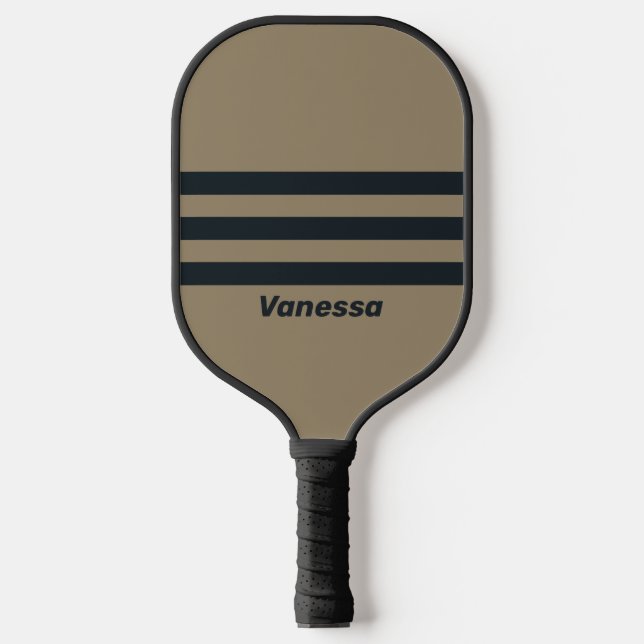 Retro-Wüste drei durch Streifen mit Namen Pickleball Schläger (Vorderseite)